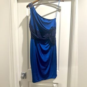One strap blue maternity dress size M. Fits like a 6-8 stretchy!